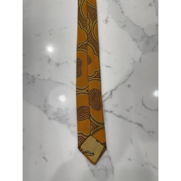 Goldlion Vintage Orange 53.5 x 3.75 Retro Ugly Disco Groovy Abstract Tie Necktie - Picture 4 of 4